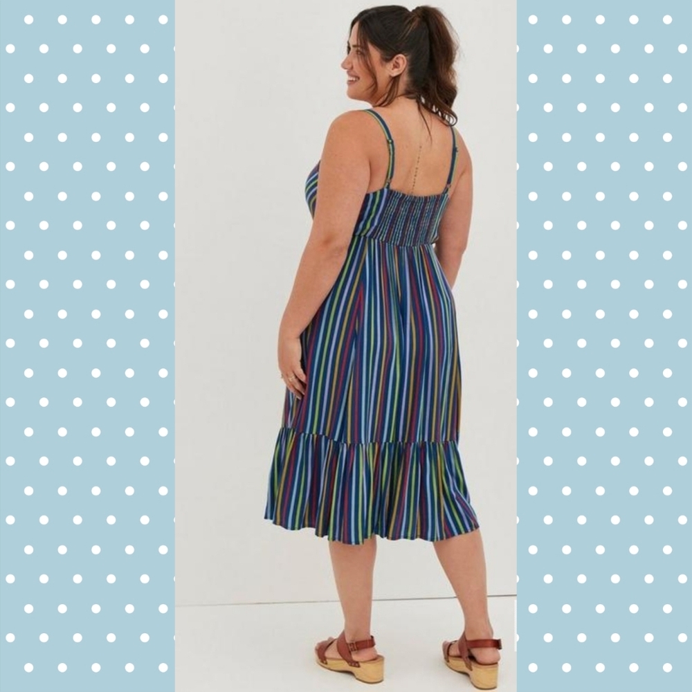 Torrid Colorful Stripe Midi Challis Button-Front … - image 3